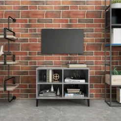 Meubles Tv-vidaXL Meuble TV avec pieds en métal 69,5x30x50 cm Gris béton