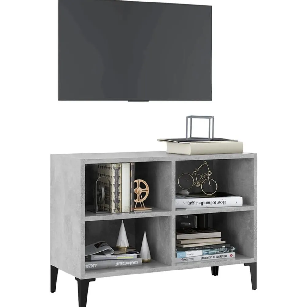 Meubles Tv-vidaXL Meuble TV avec pieds en métal 69,5x30x50 cm Gris béton