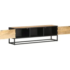 vidaXL Meuble TV avec porte sculptée 130x30x40cm Bois de manguier brut