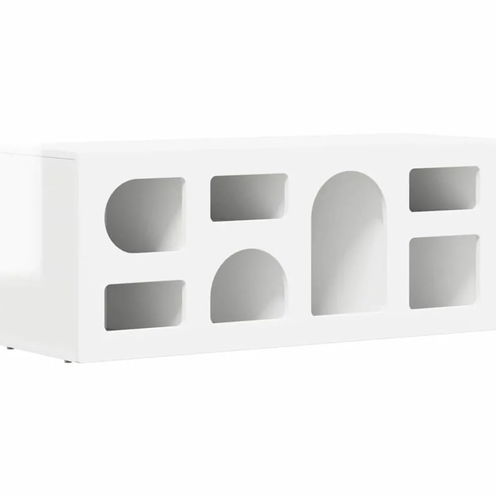 Meubles Tv-vidaXL Meuble TV 100 x 35 x 40 cm Bois d'ingénierie Blanc brillant