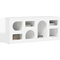 Meubles Tv-vidaXL Meuble TV 100 x 35 x 40 cm Bois d'ingénierie Blanc brillant