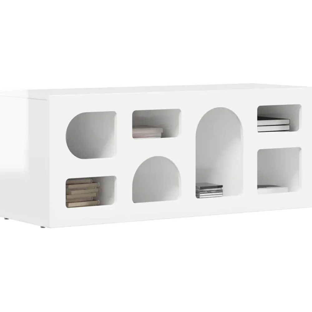 Meubles Tv-vidaXL Meuble TV 100 x 35 x 40 cm Bois d'ingénierie Blanc brillant