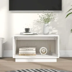 Meubles Tv-vidaXL Meuble TV 60x35x35 cm Bois de pin massif Blanc