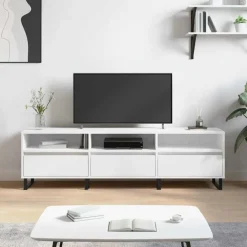 Meubles Tv-vidaXL Meuble TV 150x30x44,5 cm bois d'ingénierie Blanc