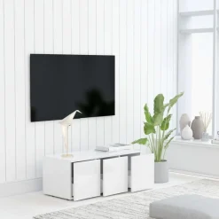 Meubles Tv-vidaXL Meuble TV 80x34x30 cm Bois d'ingénierie Blanc