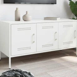 Meubles Tv-vidaXL Meuble TV 100,5x39x50,5 cm acier Blanc