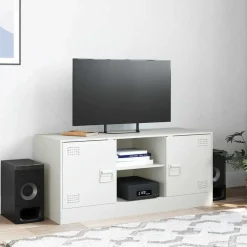 Meubles Tv-vidaXL Meuble TV 99x39x44 cm acier Blanc