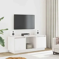 Meubles Tv-vidaXL Meuble TV 110,5x35x44 cm Bois de pin massif Blanc