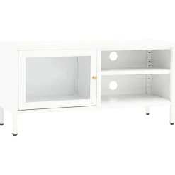 Meubles Tv-vidaXL Meuble TV 90x30x44 cm Acier et verre Blanc
