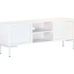 vidaXL Meuble TV Blanc 115x30x46 cm Bois massif de manguier