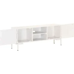 vidaXL Meuble TV Blanc 115x30x46 cm Bois massif de manguier