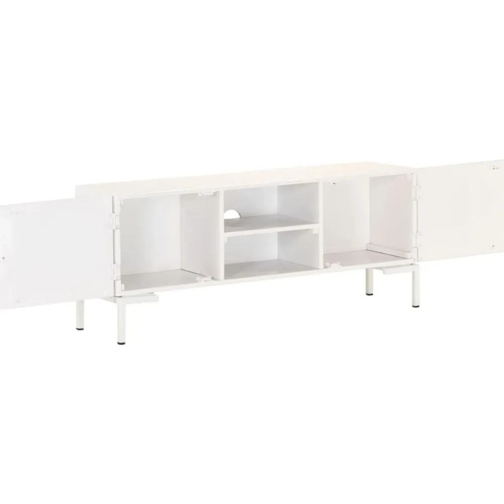 vidaXL Meuble TV Blanc 115x30x46 cm Bois massif de manguier
