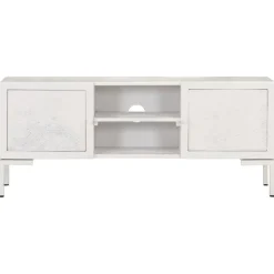 vidaXL Meuble TV Blanc 115x30x46 cm Bois massif de manguier