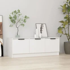 Meubles Tv-vidaXL Meuble TV 102x35x36,5 cm Bois d'ingénierie Blanc