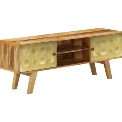 Meubles Tv-vidaXL Meuble TV Bois de manguier massif 120x30x45 cm Doré