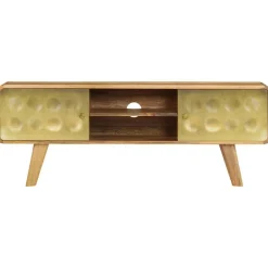 Meubles Tv-vidaXL Meuble TV Bois de manguier massif 120x30x45 cm Doré
