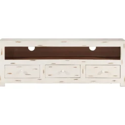 Meubles Tv-vidaXL Meuble TV Bois massif d'acacia 110x30x40 cm Blanc