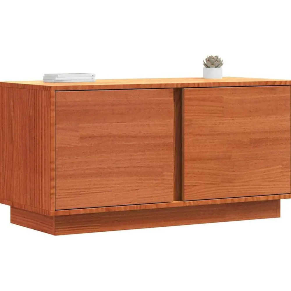 Meubles Tv-vidaXL Meuble TV Brun cire 80 x 35 x 40,5 cm Pin massif Marron cire