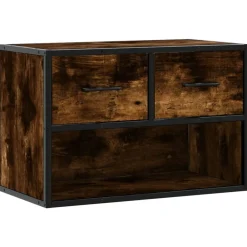 Meubles Tv-vidaXL Meuble TV chêne fumé 60x31x39,5 cm bois d'ingénierie et métal Ch&ecirc;ne fumé