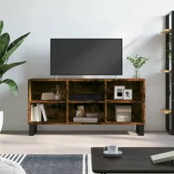 Meubles Tv-vidaXL Meuble TV chêne fumé 103,5x30x50 cm bois d'ingénierie Ch&ecirc;ne fumé