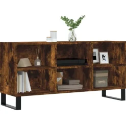 Meubles Tv-vidaXL Meuble TV chêne fumé 103,5x30x50 cm bois d'ingénierie Ch&ecirc;ne fumé