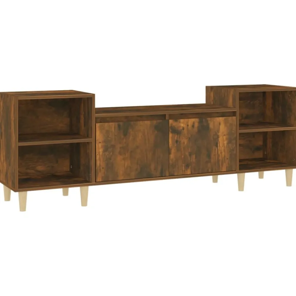 Meubles Tv-vidaXL Meuble TV Chêne fumé 160x35x55 cm Bois d'ingénierie Chêne fumé