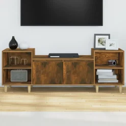 Meubles Tv-vidaXL Meuble TV Chêne fumé 160x35x55 cm Bois d'ingénierie Chêne fumé