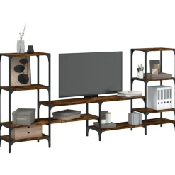 vidaXL Meuble TV chêne fumé 206,5x28,5x95 cm bois d'ingénierie