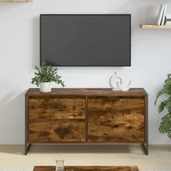 Meubles Tv-vidaXL Meuble TV Chêne Fumé 100 x 36 x 49.5 cm Bois d'ingénierie Ch&ecirc;ne fumé