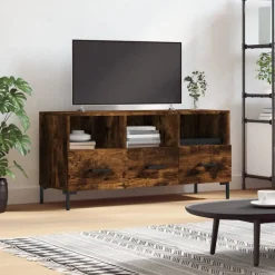 Meubles Tv-vidaXL Meuble TV chêne fumé 102x36x50 cm bois d'ingénierie Ch&ecirc;ne fumé