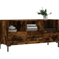 Meubles Tv-vidaXL Meuble TV chêne fumé 102x36x50 cm bois d'ingénierie Ch&ecirc;ne fumé