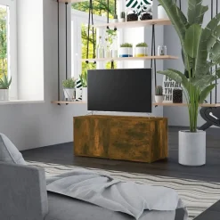 Meubles Tv-vidaXL Meuble TV Chêne fumé 80x34x36 cm Bois d'ingénierie Ch&ecirc;ne fumé