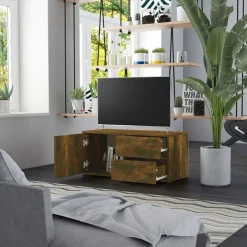 Meubles Tv-vidaXL Meuble TV Chêne fumé 80x34x36 cm Bois d'ingénierie Chêne fumé