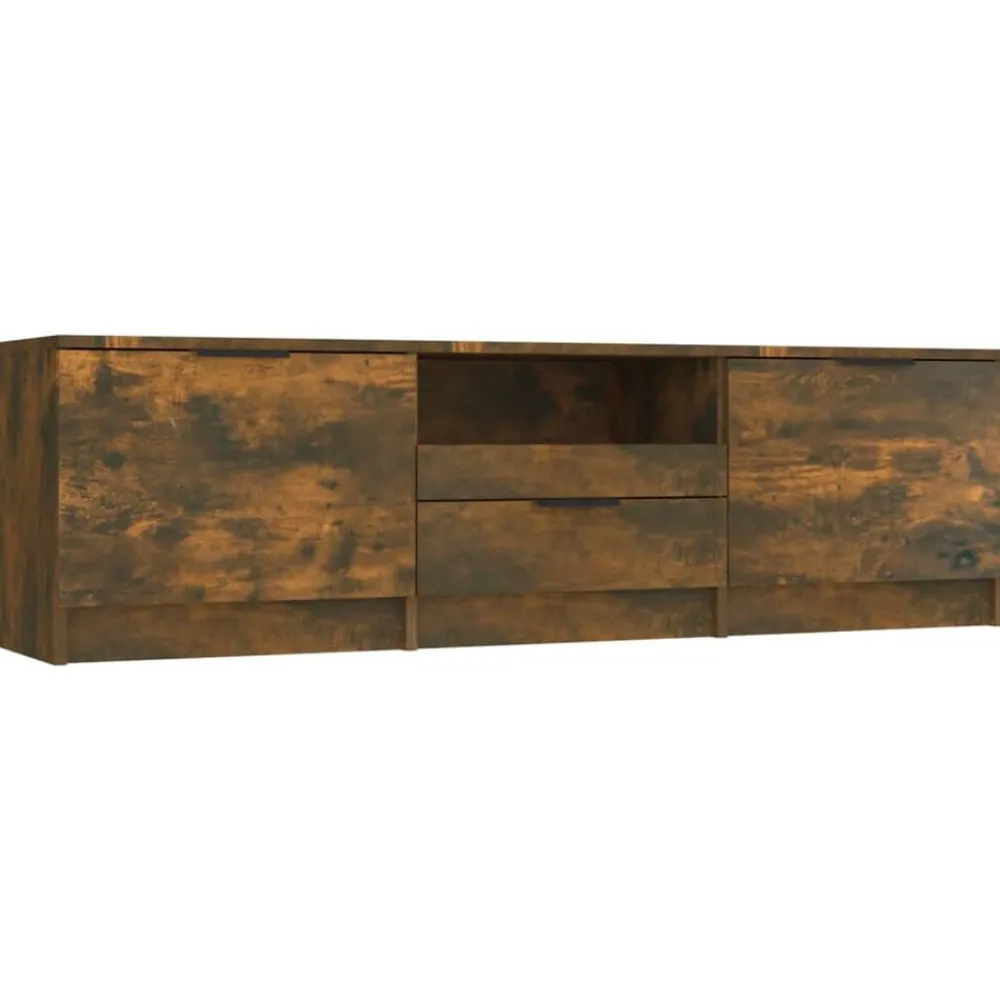 Meubles Tv-vidaXL Meuble TV Chêne fumé 140x35x40 cm Bois d'ingénierie Chêne fumé
