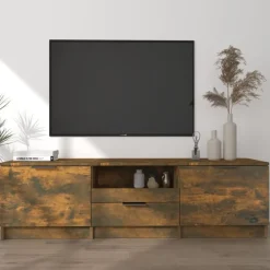 Meubles Tv-vidaXL Meuble TV Chêne fumé 140x35x40 cm Bois d'ingénierie Ch&ecirc;ne fumé