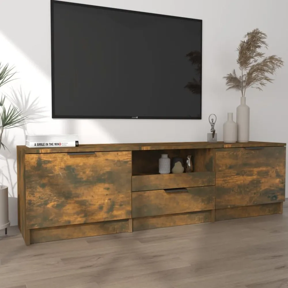 Meubles Tv-vidaXL Meuble TV Chêne fumé 140x35x40 cm Bois d'ingénierie Chêne fumé