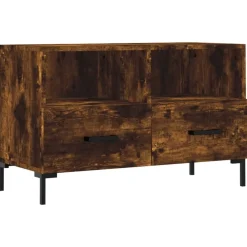 Meubles Tv-vidaXL Meuble TV Chêne fumé 80x36x50 cm Bois d'ingénierie Ch&ecirc;ne fumé