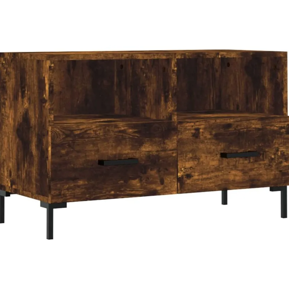 Meubles Tv-vidaXL Meuble TV Chêne fumé 80x36x50 cm Bois d'ingénierie Chêne fumé