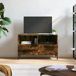 Meubles Tv-vidaXL Meuble TV Chêne fumé 80x36x50 cm Bois d'ingénierie Ch&ecirc;ne fumé