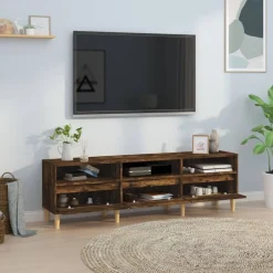 Meubles Tv-vidaXL Meuble TV chêne fumé 150x30x44,5 cm bois d'ingénierie Chêne fumé