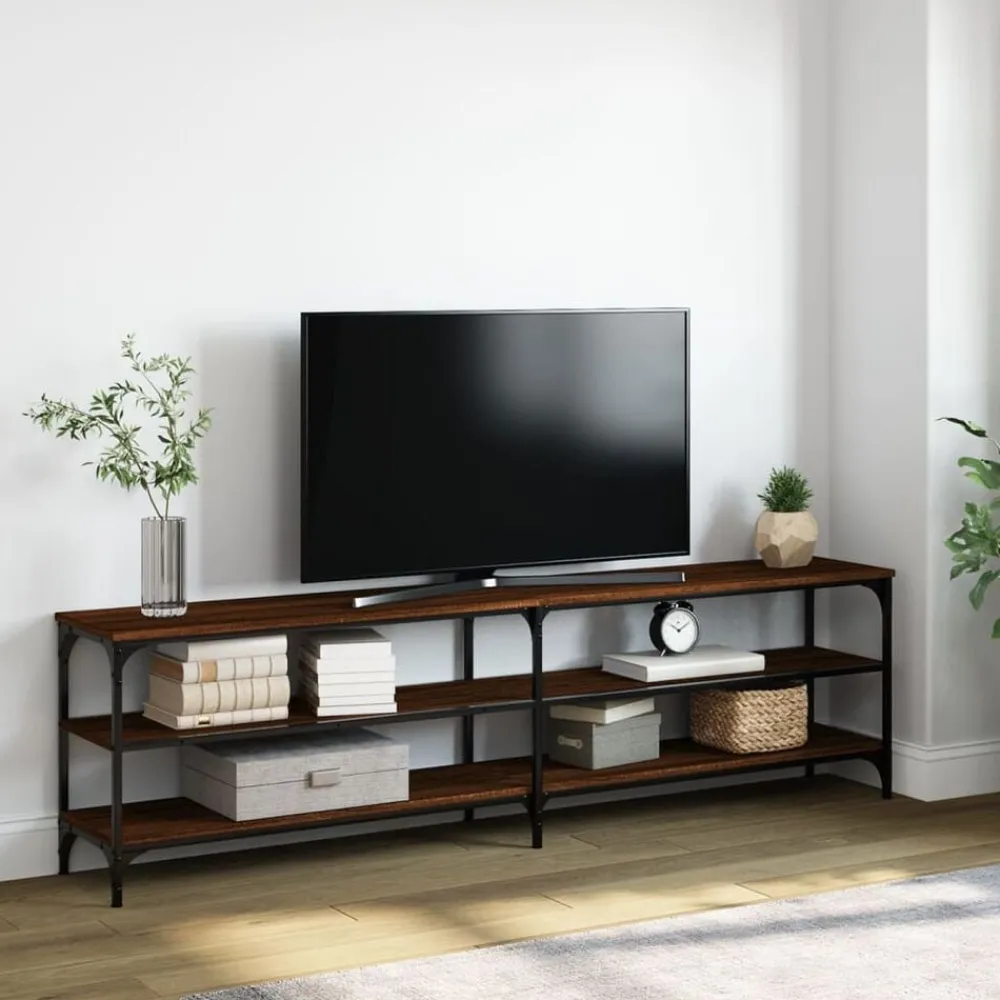 vidaXL Meuble TV chêne marron 180x30x50 cm bois d'ingénierie et métal