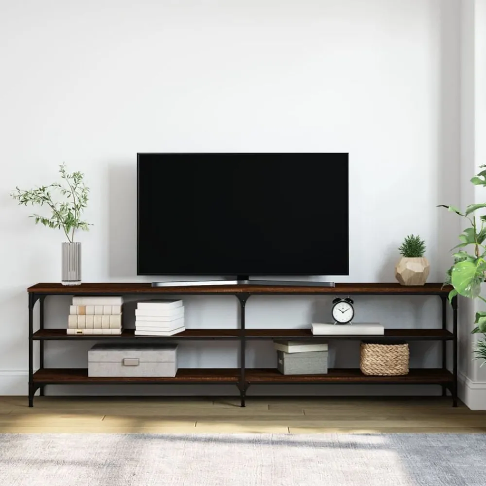 vidaXL Meuble TV chêne marron 180x30x50 cm bois d'ingénierie et métal
