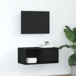 Meubles Tv-vidaXL Meuble TV chêne noir 60x31x25,5 cm bois d'ingénierie Ch&ecirc;ne noir