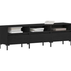 Meubles Tv-vidaXL Meuble TV Chêne noir 150 x 30 x 44,5 cm Bois d'ingénierie Chêne noir