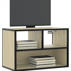 Meubles Tv-vidaXL Meuble TV chêne sonoma 60x31x39,5 cm bois d'ingénierie et métal Ch&ecirc;ne sonoma