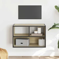 Meubles Tv-vidaXL Meuble TV chêne sonoma 60x31x39,5 cm bois d'ingénierie et métal Ch&ecirc;ne sonoma