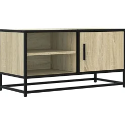 Meubles Tv-vidaXL Meuble TV chêne sonoma 80x34,5x40 cm bois d'ingénierie et métal Ch&ecirc;ne sonoma