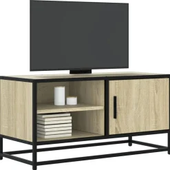 Meubles Tv-vidaXL Meuble TV chêne sonoma 80x34,5x40 cm bois d'ingénierie et métal Ch&ecirc;ne sonoma