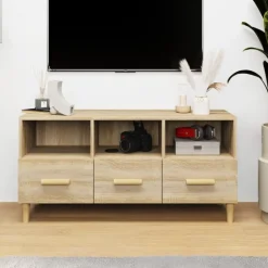 Meubles Tv-vidaXL Meuble TV Chêne sonoma 102x36x50 cm Bois d'ingénierie Ch&ecirc;ne sonoma