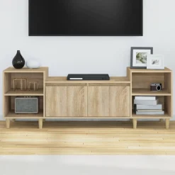 Meubles Tv-vidaXL Meuble TV Chêne sonoma 160x35x55 cm Bois d'ingénierie Ch&ecirc;ne sonoma